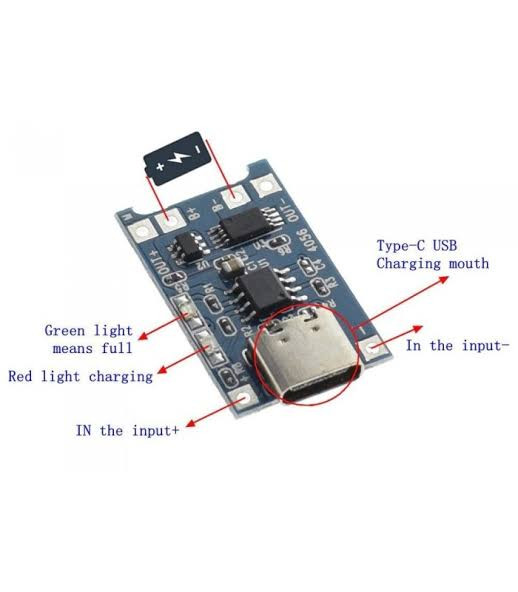 ماژول شارژر باتری لیتیومی TP4056 - کانکتور TYPE-C